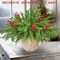 13PCS Artificial Norfolk Pine Branches with 5PCS Red Berry Stems (B Style-18pcs) 16.9"D x 5.3"W x 3.7"H